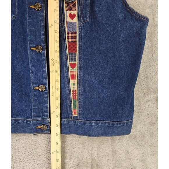 Cassee's Jean Vest Womens XXL Blue Denim Western Heart Patchwork Y2K Vintage - Picture 5 of 8